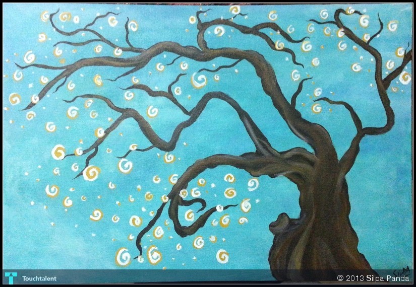 Abstract Landscape Modern Tree Art Painting New Day Dawning Abstract Landscape Modern Tree Art Painting New Day Dawning