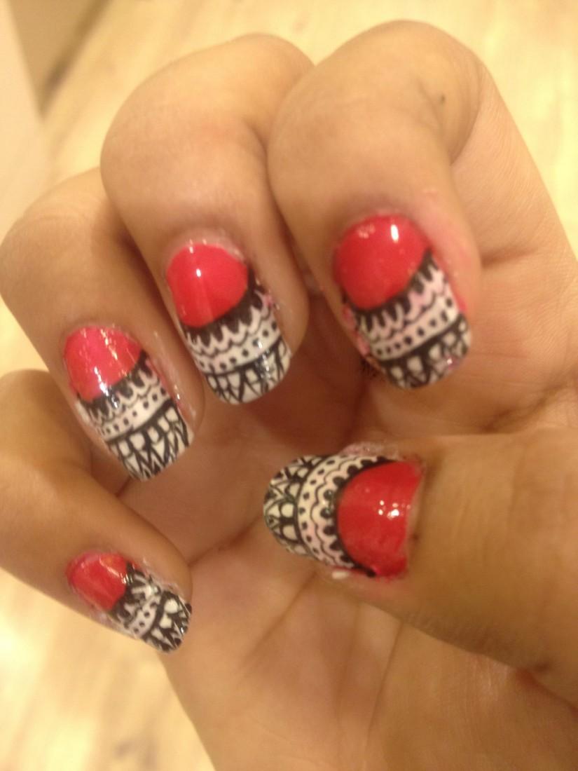 Nail Art Hot Pink With B W Mani Touchtalent For Everything Nail Art Hot Pink With B W Mani In Design By Aka Shah