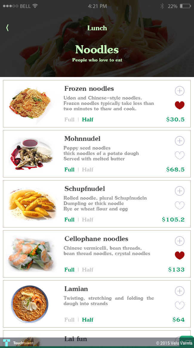touchtalent restaurant menu design app