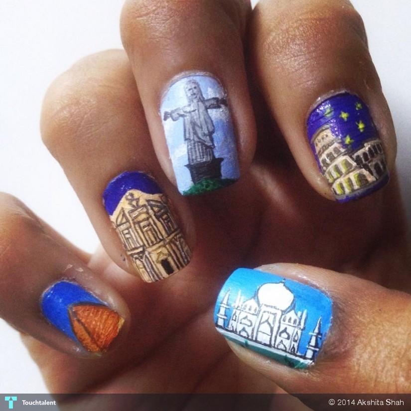 Wonders Of The World Nail Art Touchtalent For Everything Creative Wonders Of The World Nail Art In Design By Aka Shah