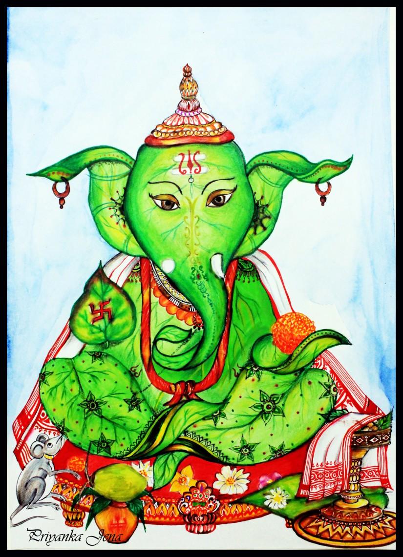 siddhi vinayak ji in painting by priyanka jena